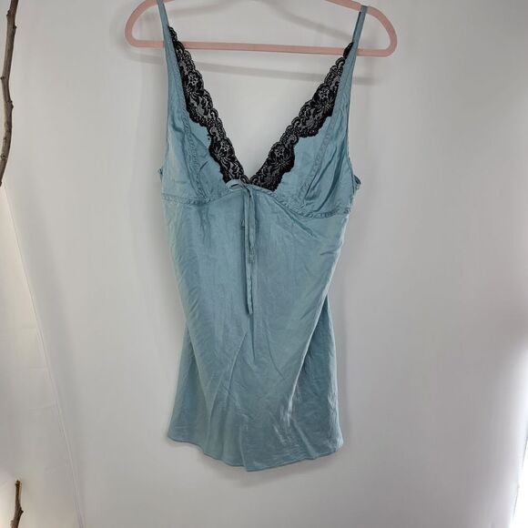 Victoria's Secret Blue Chemise with Black Lace - Picture 1 of 5